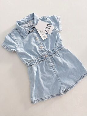 zara baby denim romper | nwt | light wash | Size 12–18m
